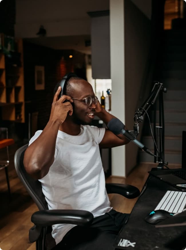A man works for a radio station